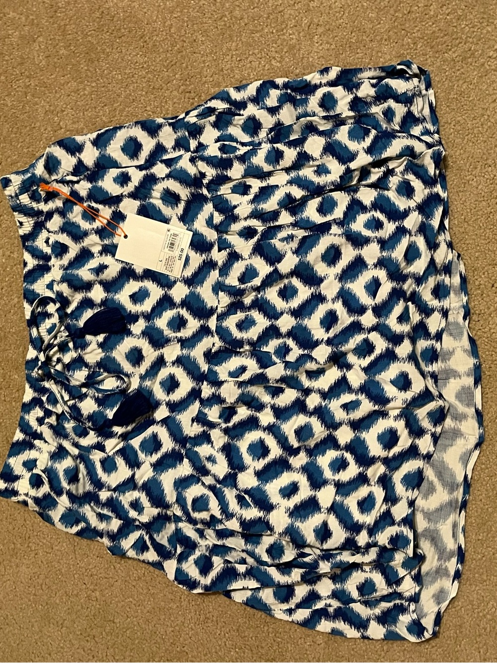 Blue and White Ikat Print Summer skirt